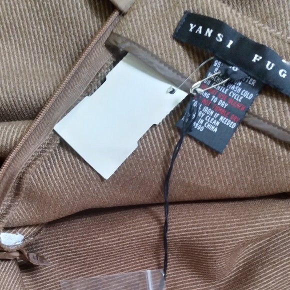 YANSI FUGEL Trousers Pants16 US / 46 EUR New w/tag $210 Coffee Brown Poly Rayon - Picture 7 of 12